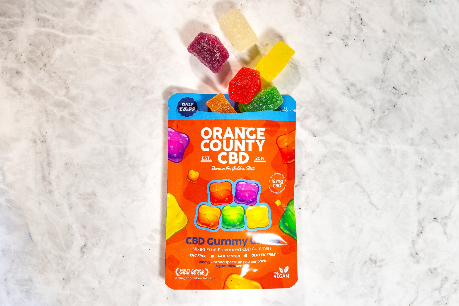 Orange County CBD Vegan Gummy Cubes at Pembrokeshire CBD Center