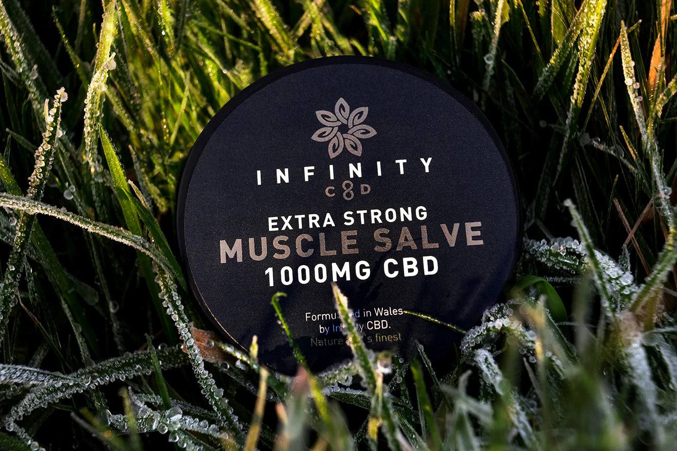 CBD Muscle Salve by Infinity CBD Award winning lab tested CBD products made in Wales