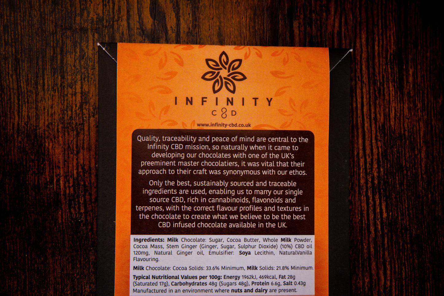 CBD Chocolate ingredients by Infinity CBD