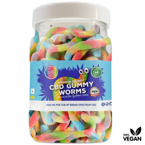 CBD Gummy Worms 3200MG (Large Tub) Orange County CBD